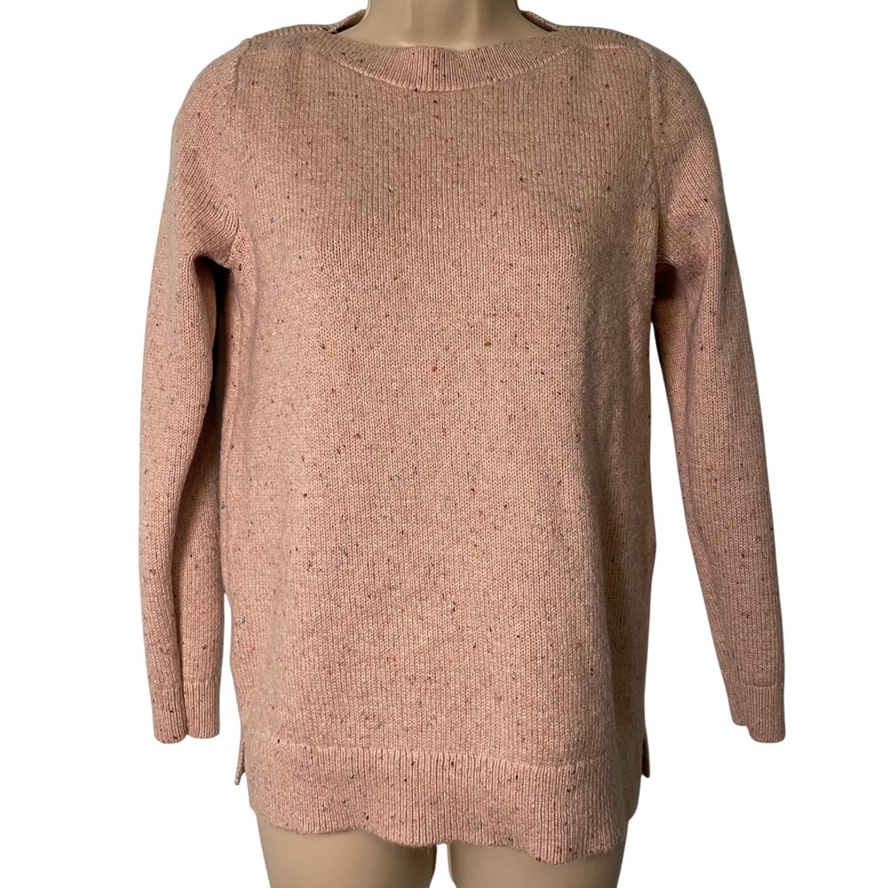 LOFT Women's Sweater Pink Speckled Crewneck Size Small Petite Office Casual